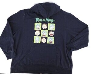 Rick & Morty Sweater Hoodie Adult 3XL XXXL Navy Pullover Pockets HOoded
